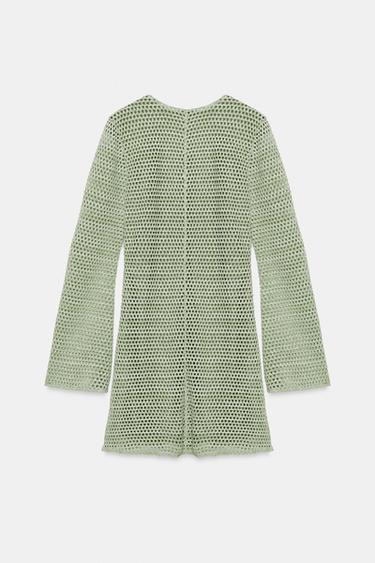 CROCHET MINI DRESS - Light khaki by Zara - Image 7
