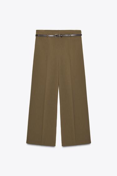 Zara BELTED CULOTTE PANTS ZW COLLECTION - Mid khaki