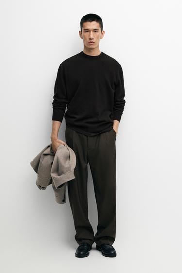 Pull en maille côtelée 100 % cachemire - Noir de Zara