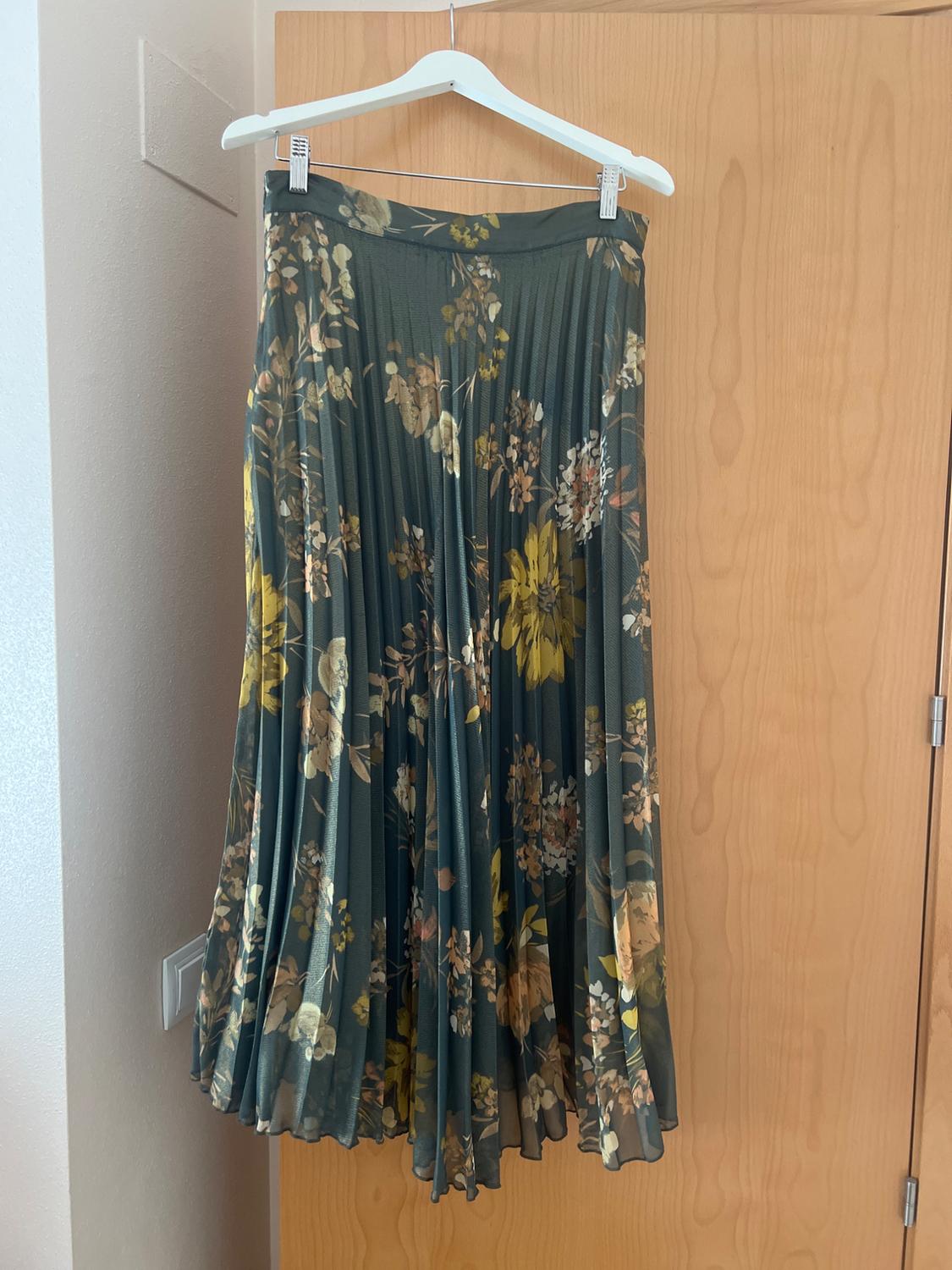 PLEATED FOIL PRINT MIDI SKIRT - Image 3