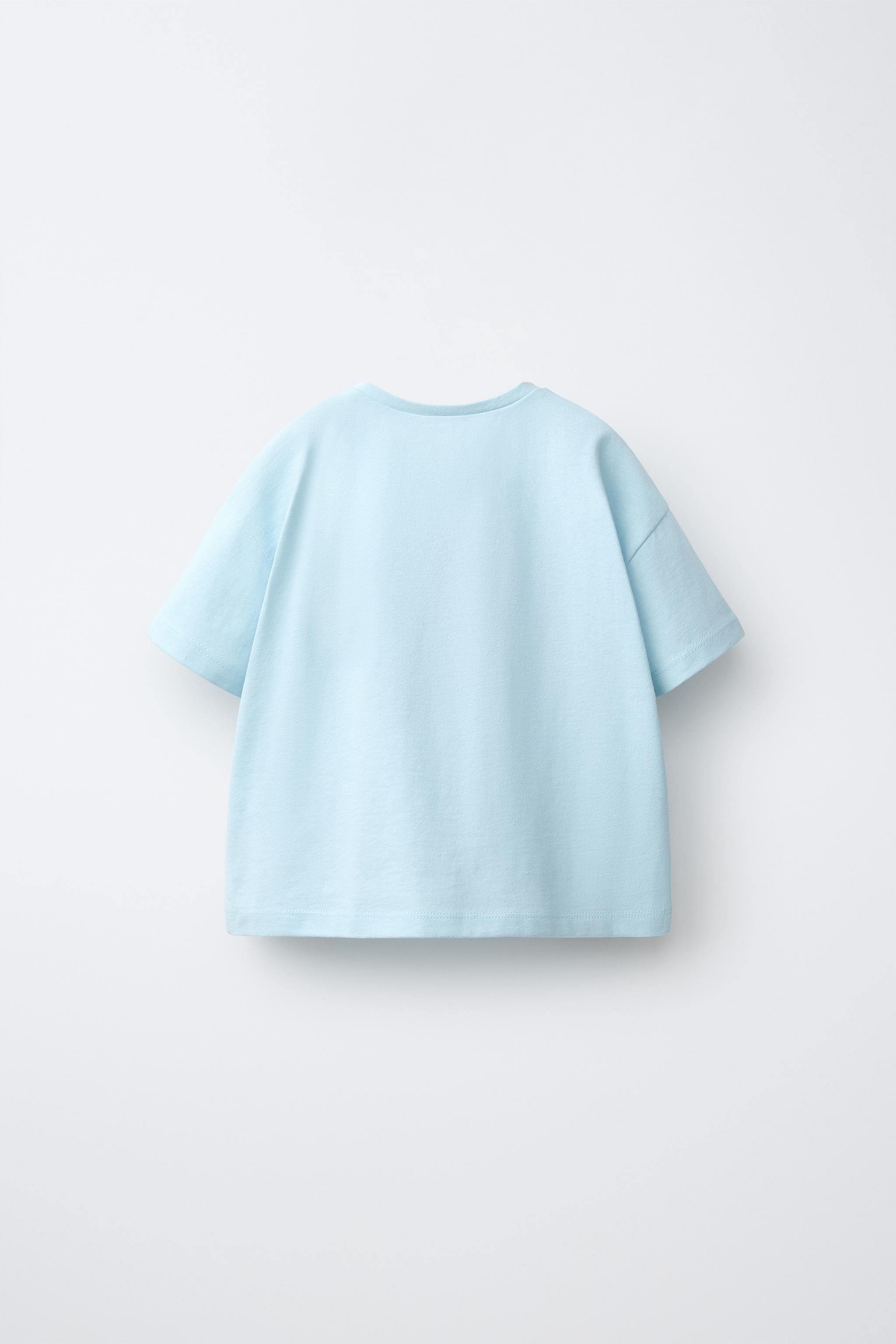 FLORAL APPLIQUÉ T-SHIRT — Light blue