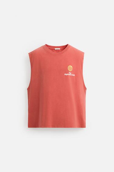 CONTRAST PRINT KNIT TANK TOP - Red by Zara - Image 6