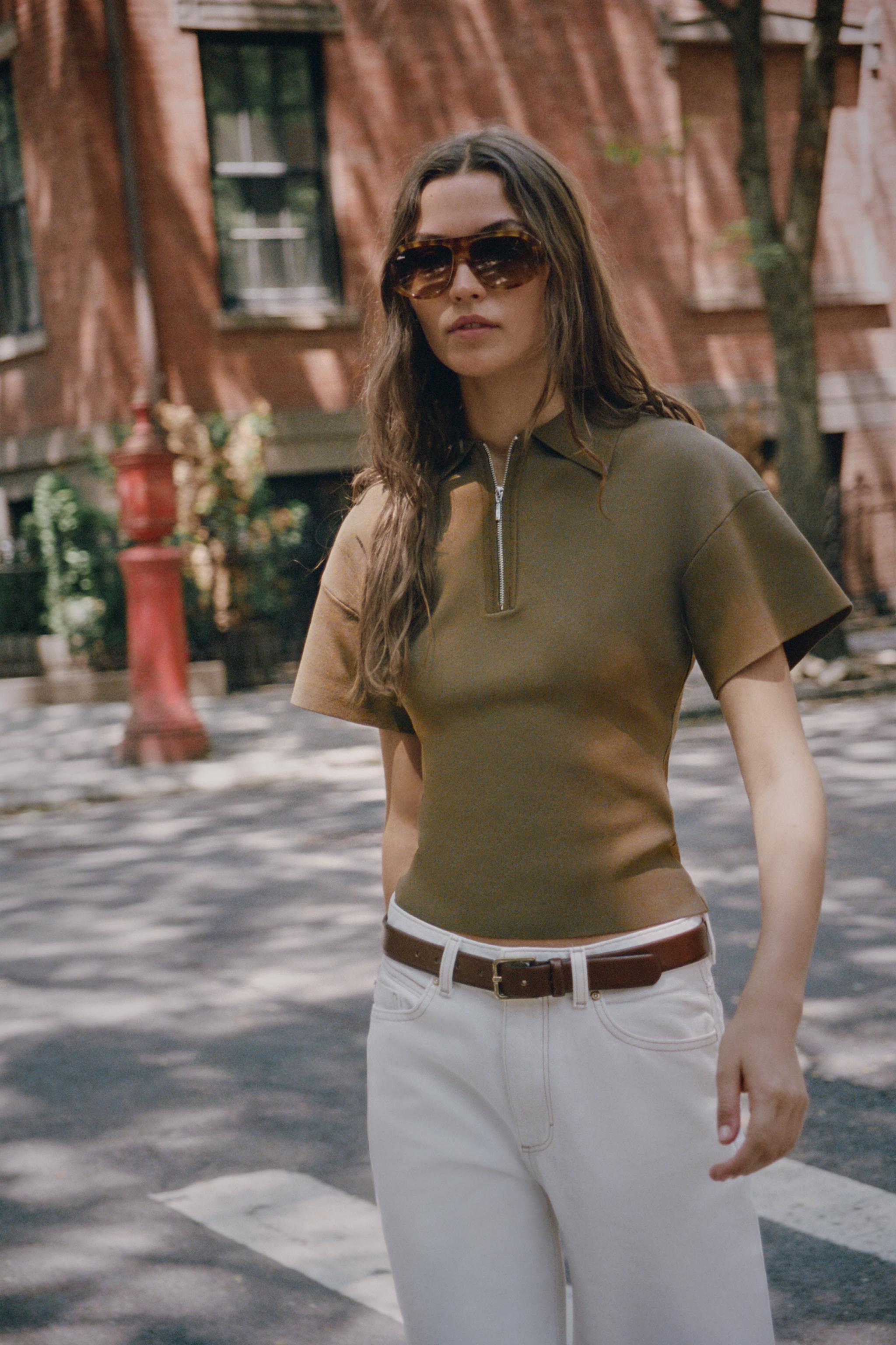 SHORT SLEEVE ZIP-UP KNIT POLO