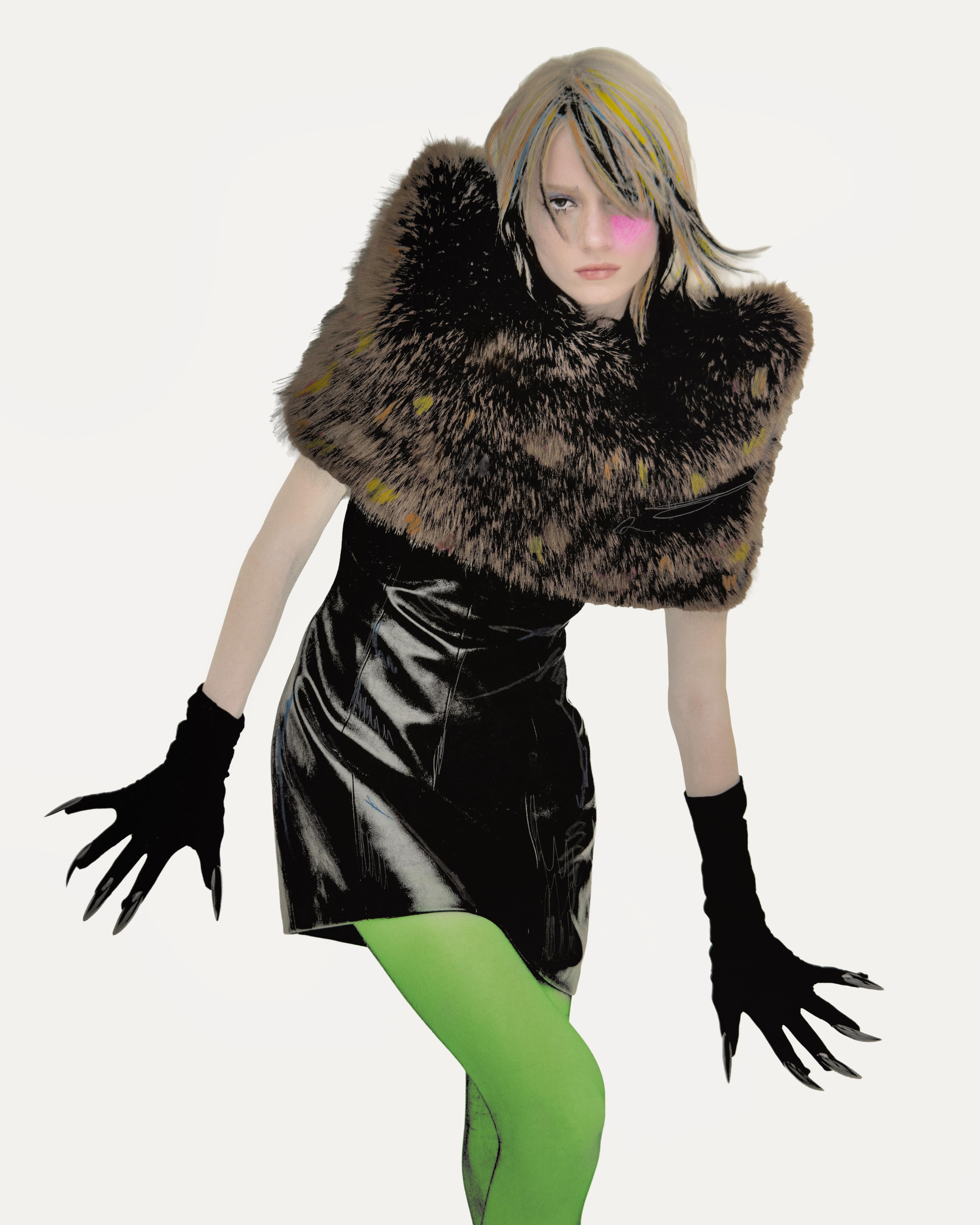 Cats Faux Fur Effect Cape With Shoulder Pads by Zara