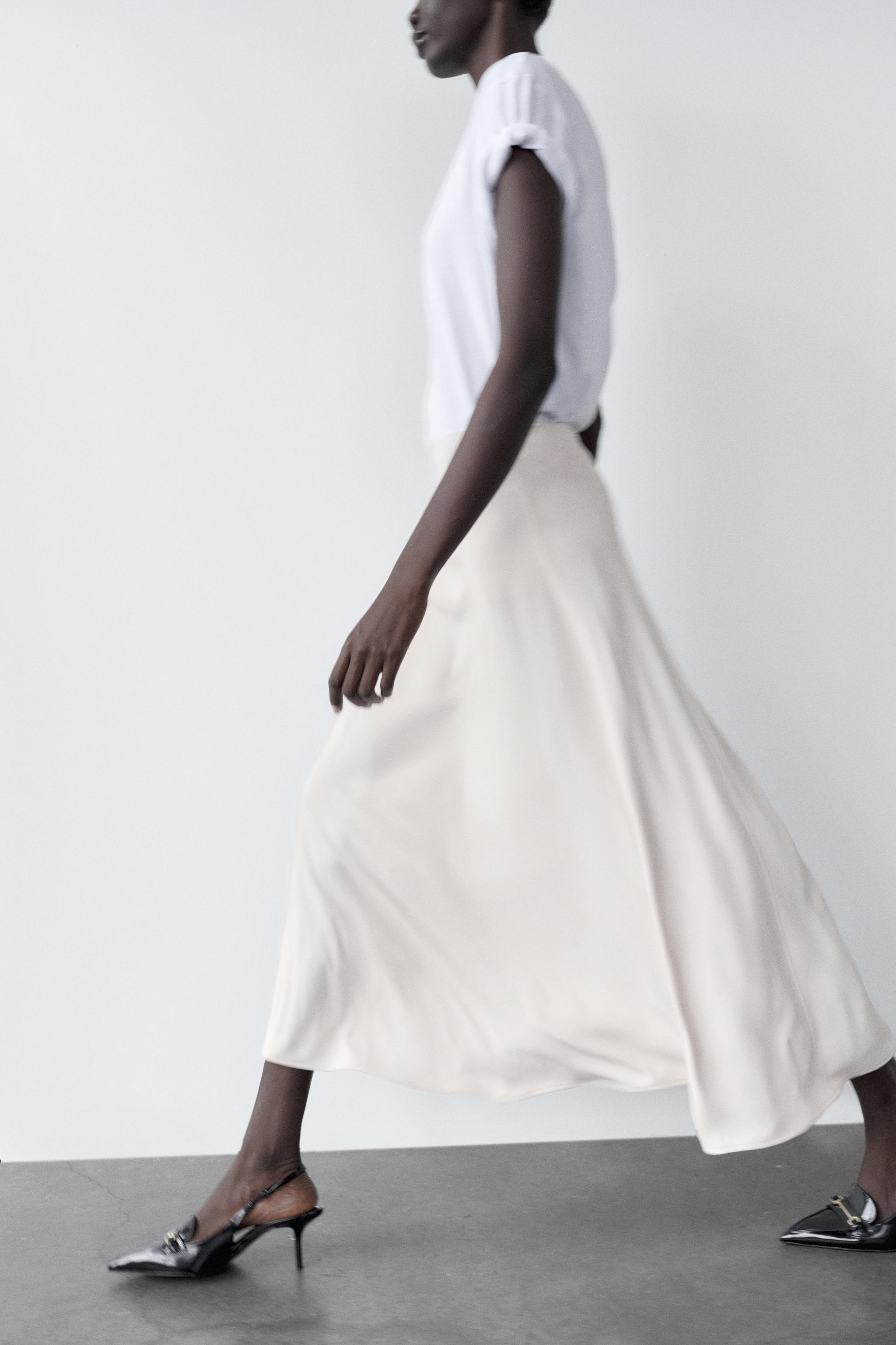 CREPE MIDI SKIRT - Ecru | ZARA United States