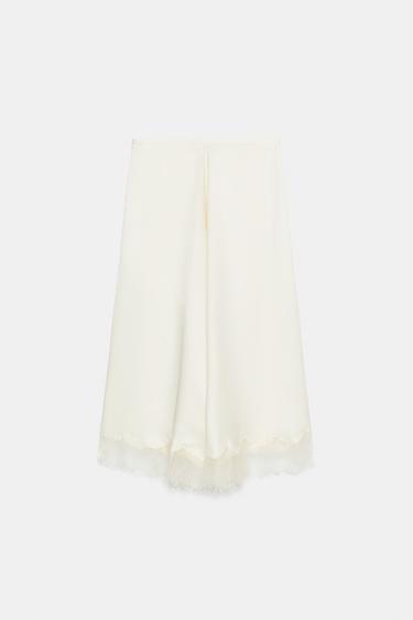 JUPE SATINÉE DENTELLE ZW COLLECTION - Vanille de Zara - Image 5