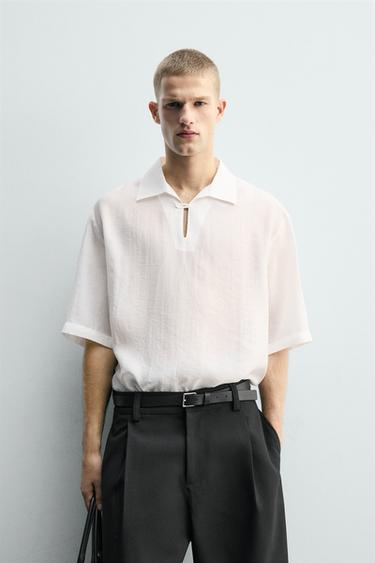 CAMISA POLO FLUIDA - Blanco de Zara