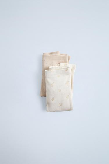 Zara TWO-PACK POINTELLE PRINT LEGGINGS - Oyster-white