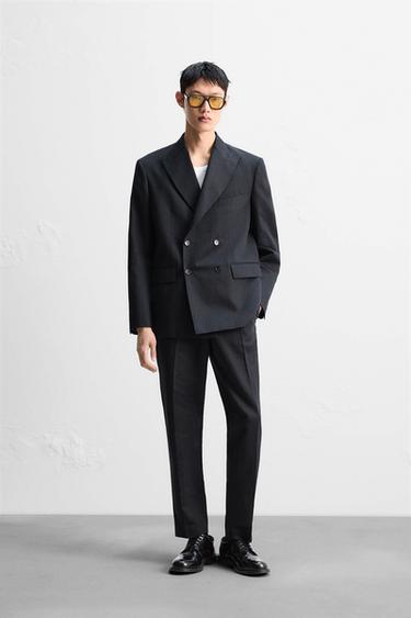Zara HERRINGBONE LINEN - COTTON SUIT - Pearl / Beige