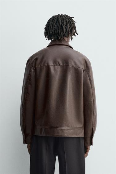 SURCHEMISE MATIÈRE SYNTHÉTIQUE - Marron de Zara - Image 2