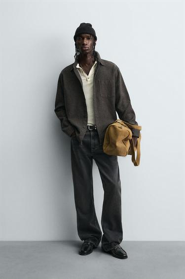 TEXTURED RELAXED FIT OVERSHIRT - Brown by Zara - Image 0