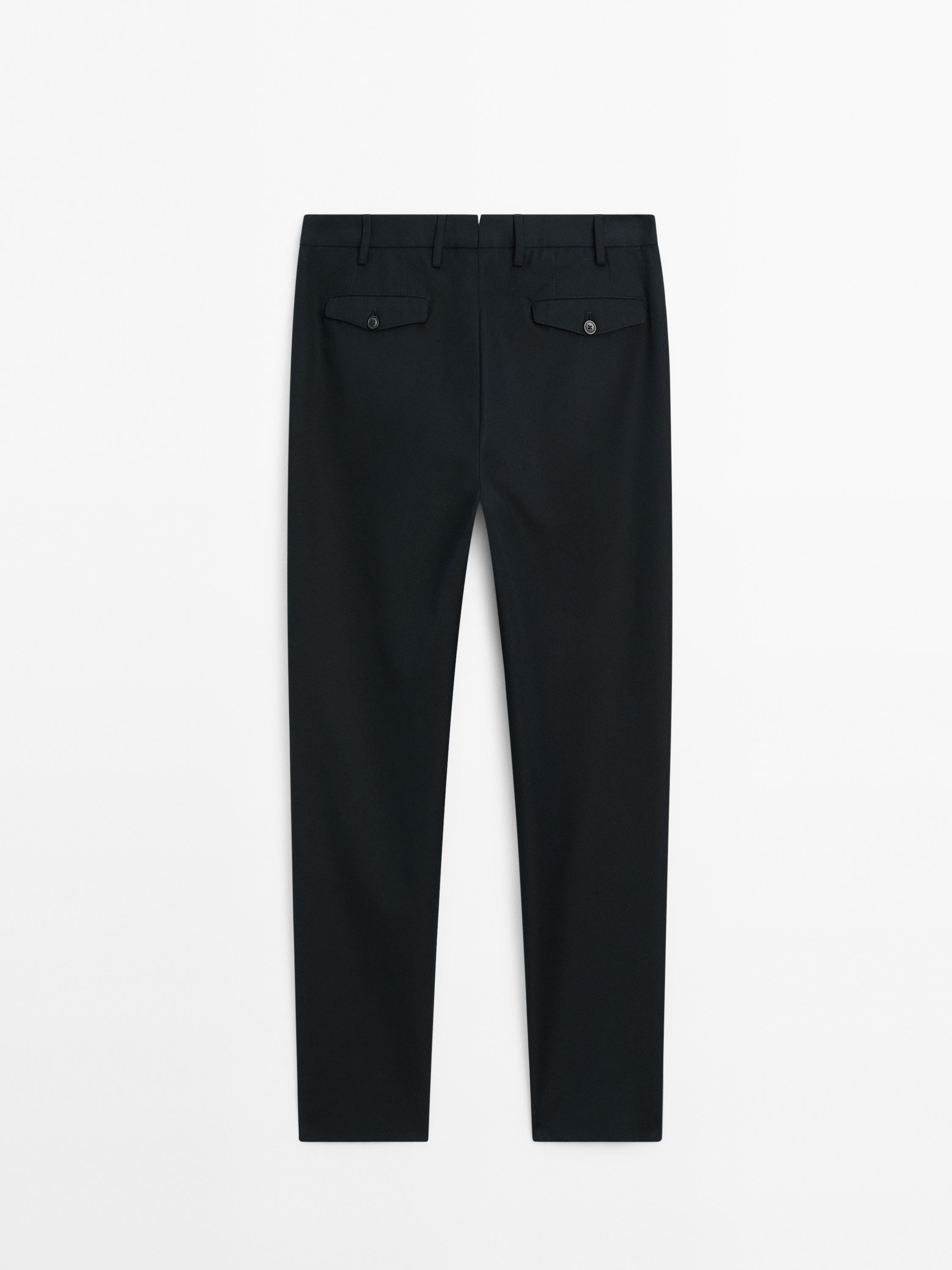 Cotton blend darted trousers