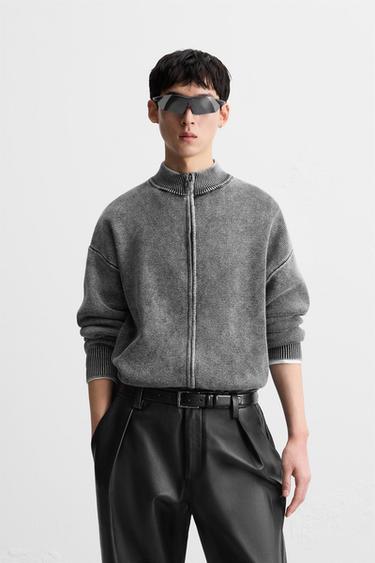 WASHED KNIT CARDIGAN - Black by Zara
