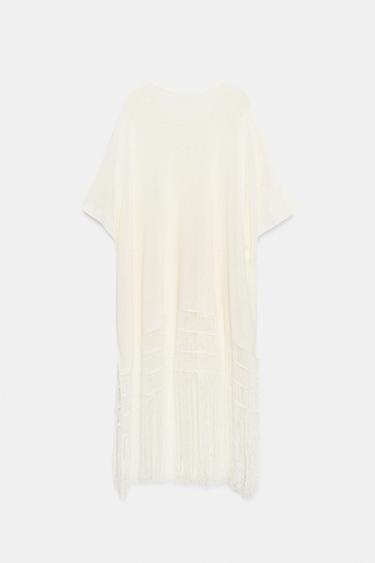 TUNIQUE EN MAILLE À FRANGES - Écru clair de Zara - Image 7