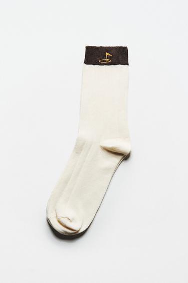 CHAUSSETTES COTON GOLF - Écru / Marron de Zara - Image 5