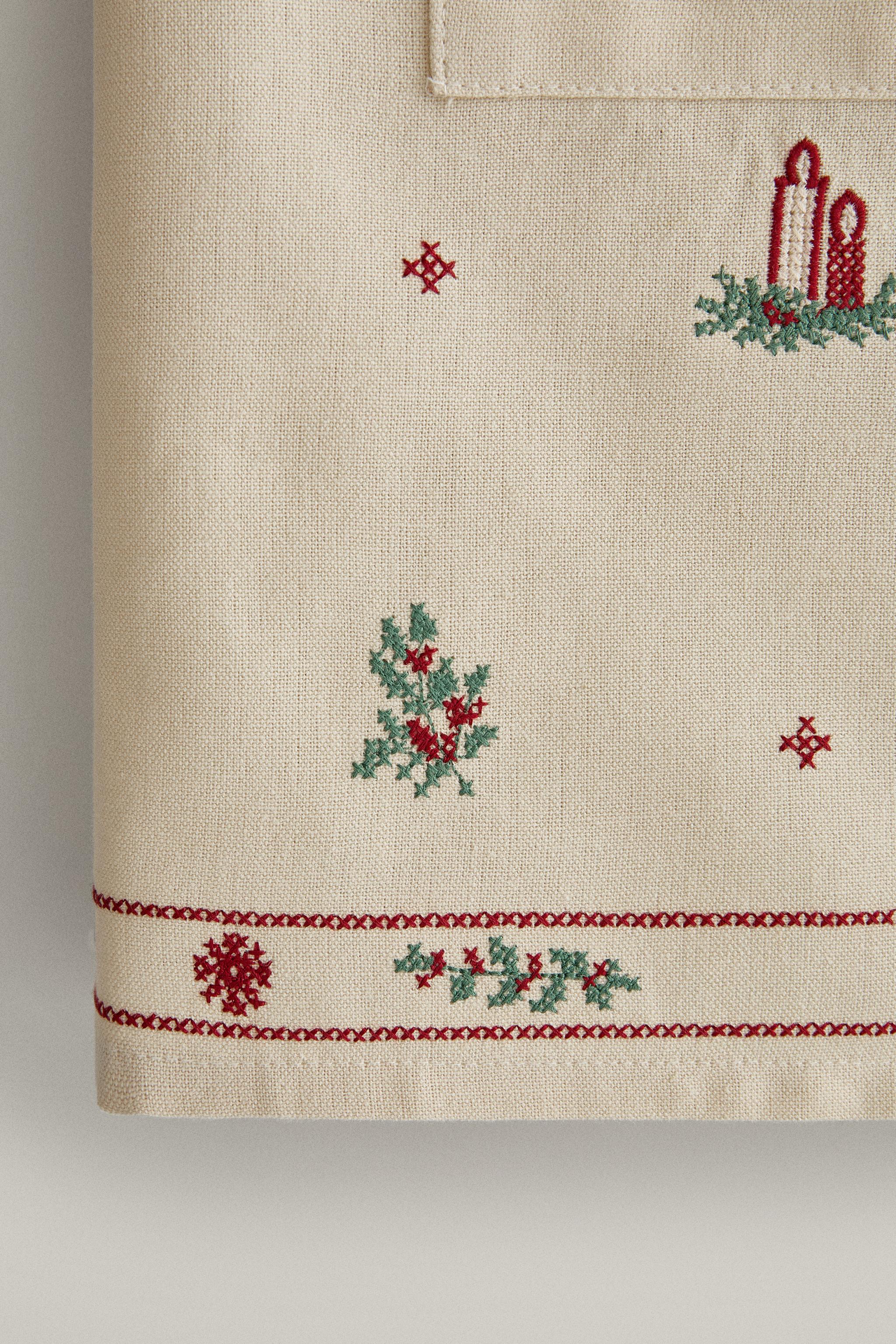 CHRISTMAS EMBROIDERED APRON