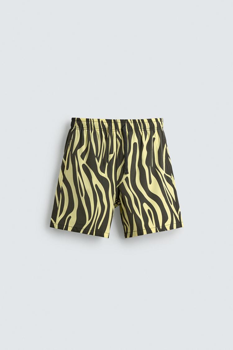 ZARA ANIMAL PRINT LONG SWIMMING TRUNKS