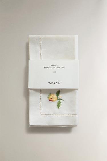 LOT DE SERVIETTES BRODÉES FRUITS (LOT DE 2) - Écru de Zara - Image 4