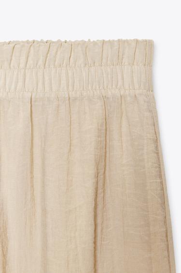 PANTALON LARGE SEMI-TRANSPARENT EFFET FROISSÉ - Beige clair de Zara - Image 6