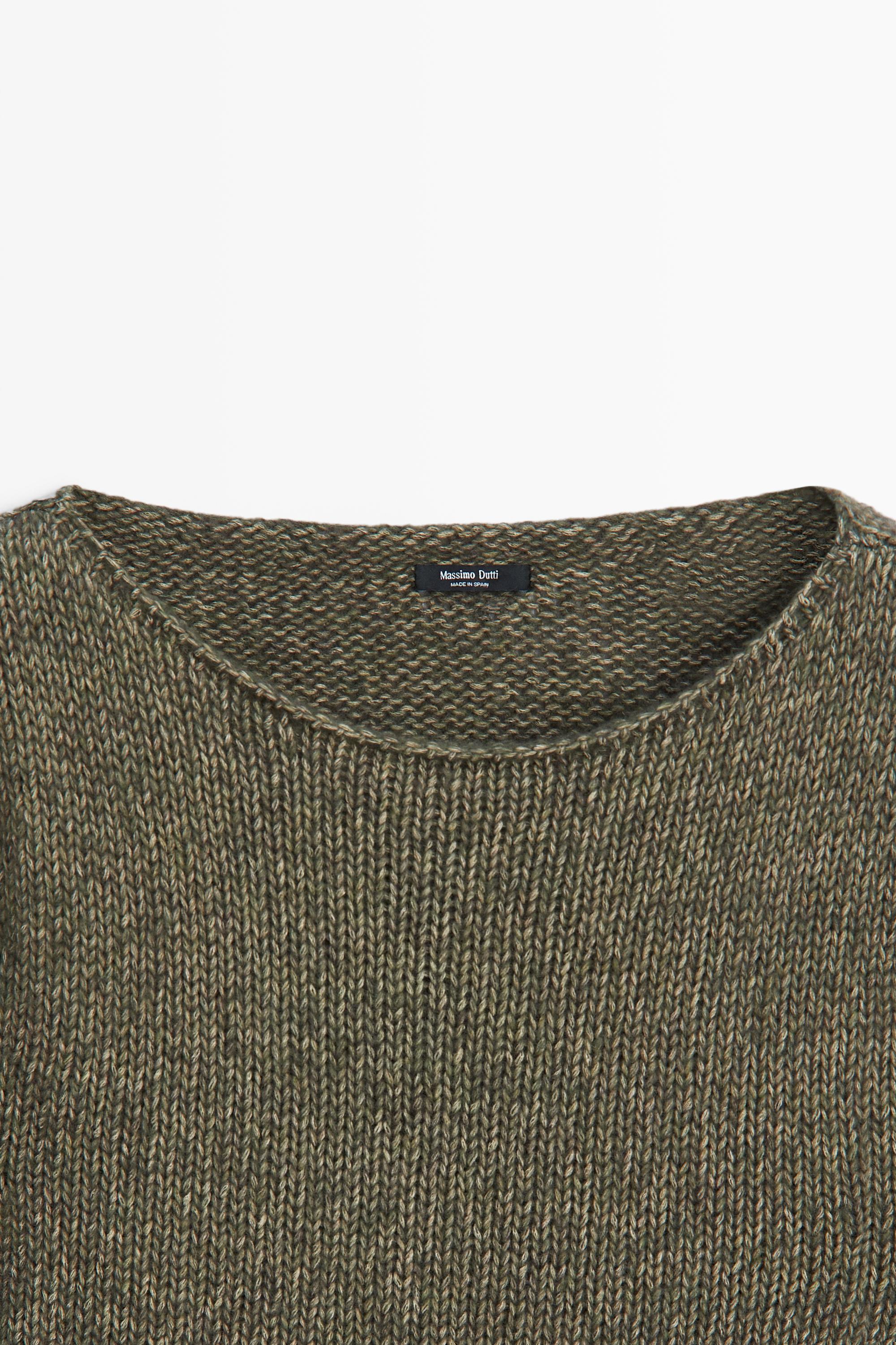 Wool-blend boat neck knit sweater