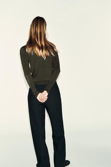 BASIC PLAIN KNIT JUMPER - Dark khaki by Zara