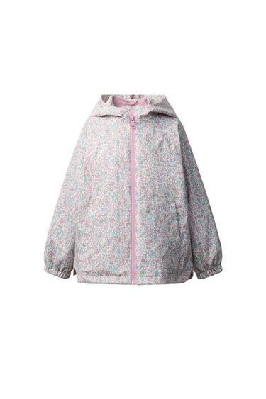 Zara RUBBERIZED FLORAL WATER REPELLENT RAINCOAT - Pink