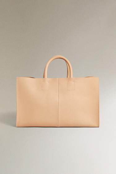 SAC CABAS EN CUIR - Beige clair de Zara - Image 0