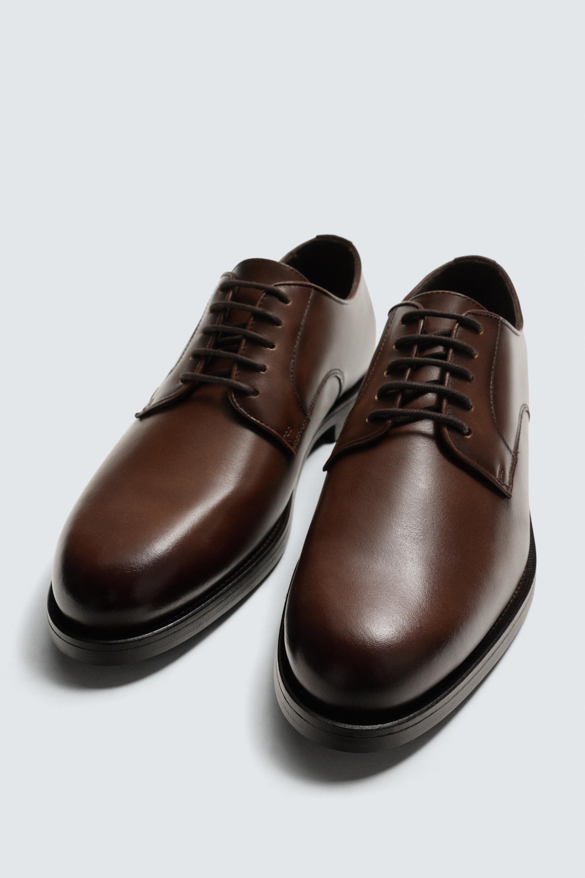Zara - Leather Dress Shoes - 8 - Brown - Men Zara - Leather Dress Shoes - 8 - Brown - Men