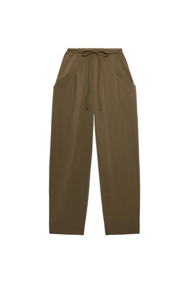 БРЮКИ С КАРМАНАМИ И ТЕКСТУРОЙ — ХАКИ от Zara