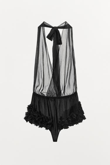COMBINAISON BODY À FLEURS EN RELIEF ÉDITION LIMITÉE - Noir de Zara