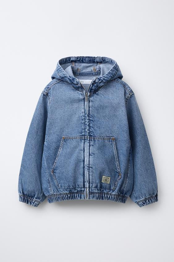 DENIM HOODIE JACKET - Mid-blue by Zara - Image 0