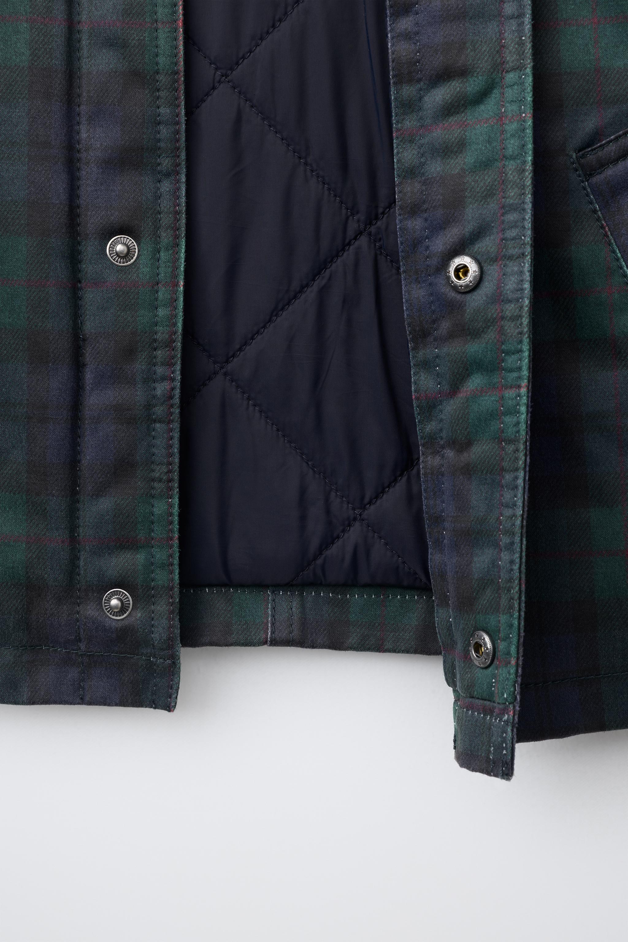 PLAID PRINT WAXED JACKET