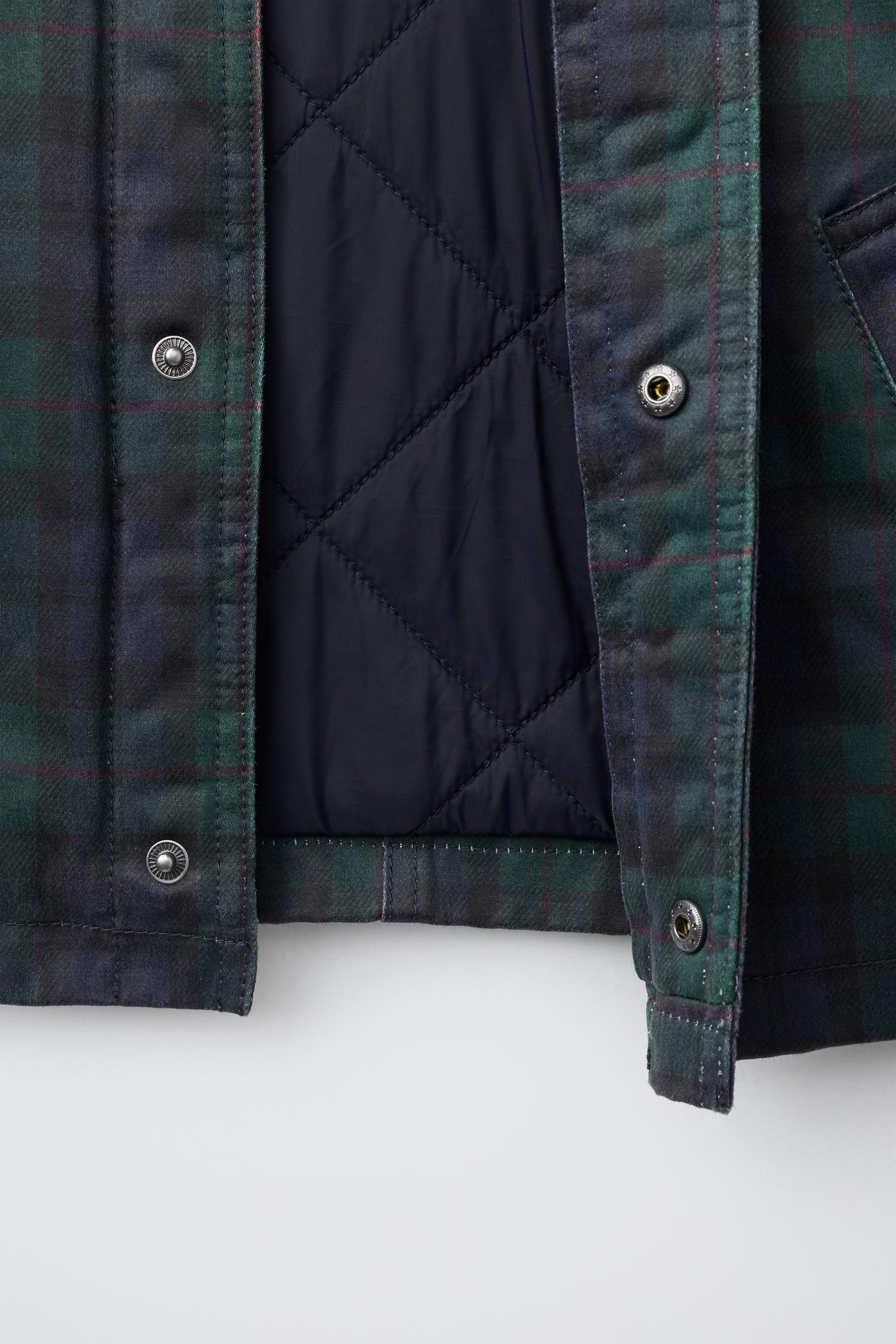 Детская куртка Zara Plaid Print Waxed, цвет: Зелёный — фото 8