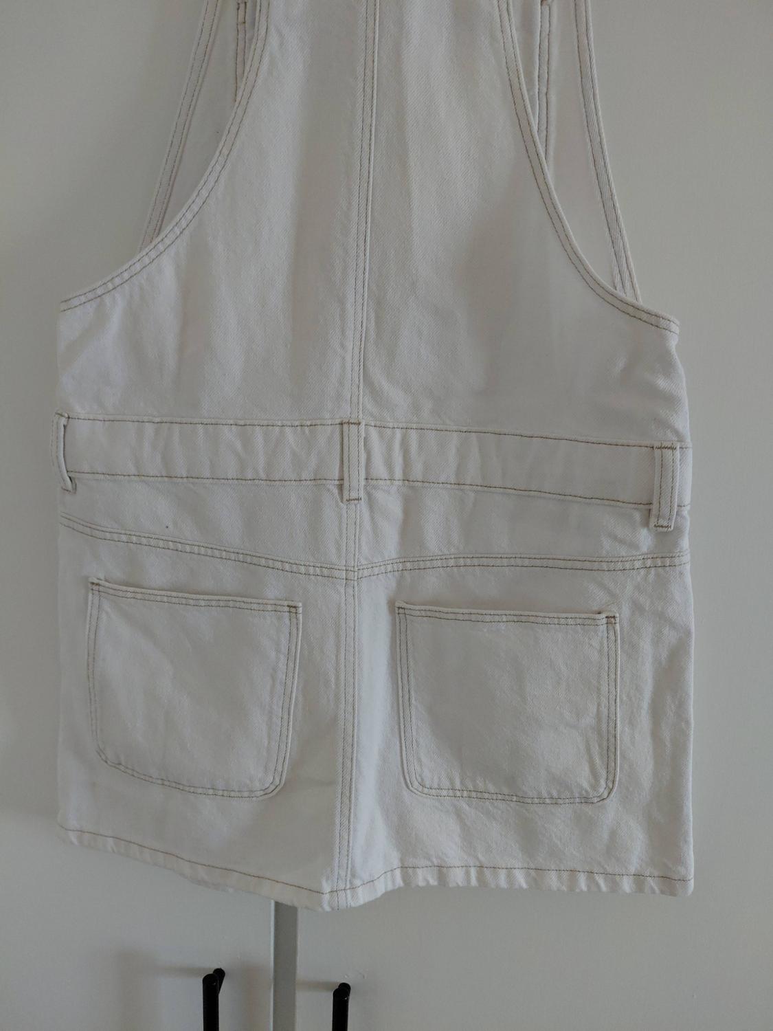 CONTRAST STITCH DENIM PINAFORE DRESS - Image 5