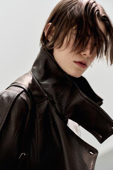 PANTALON EN MOLLETON BASIQUE DROIT À BAS AJUSTABLE - Gris chiné de Zara