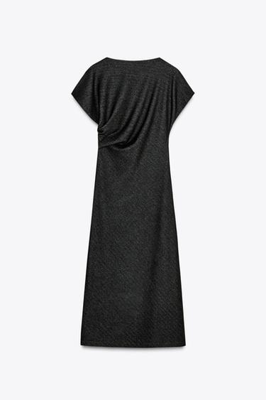 VESTIDO MIDI DRAPEADO - Gris medio de Zara