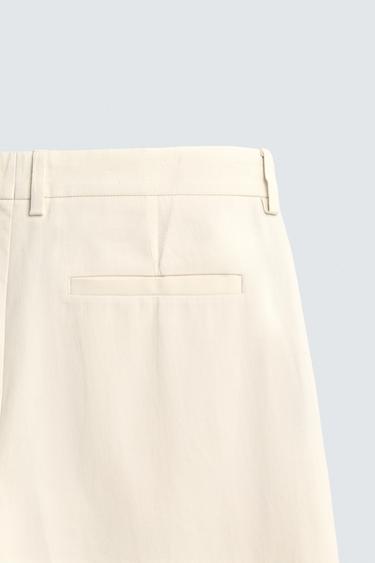 PANTALON STRAIGHT FIT À PLIS - Blanc cassé de Zara - Image 8