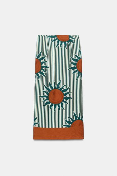 JUPE PARÉO MIDI IMPRIMÉE - Écru / Vert de Zara - Image 8