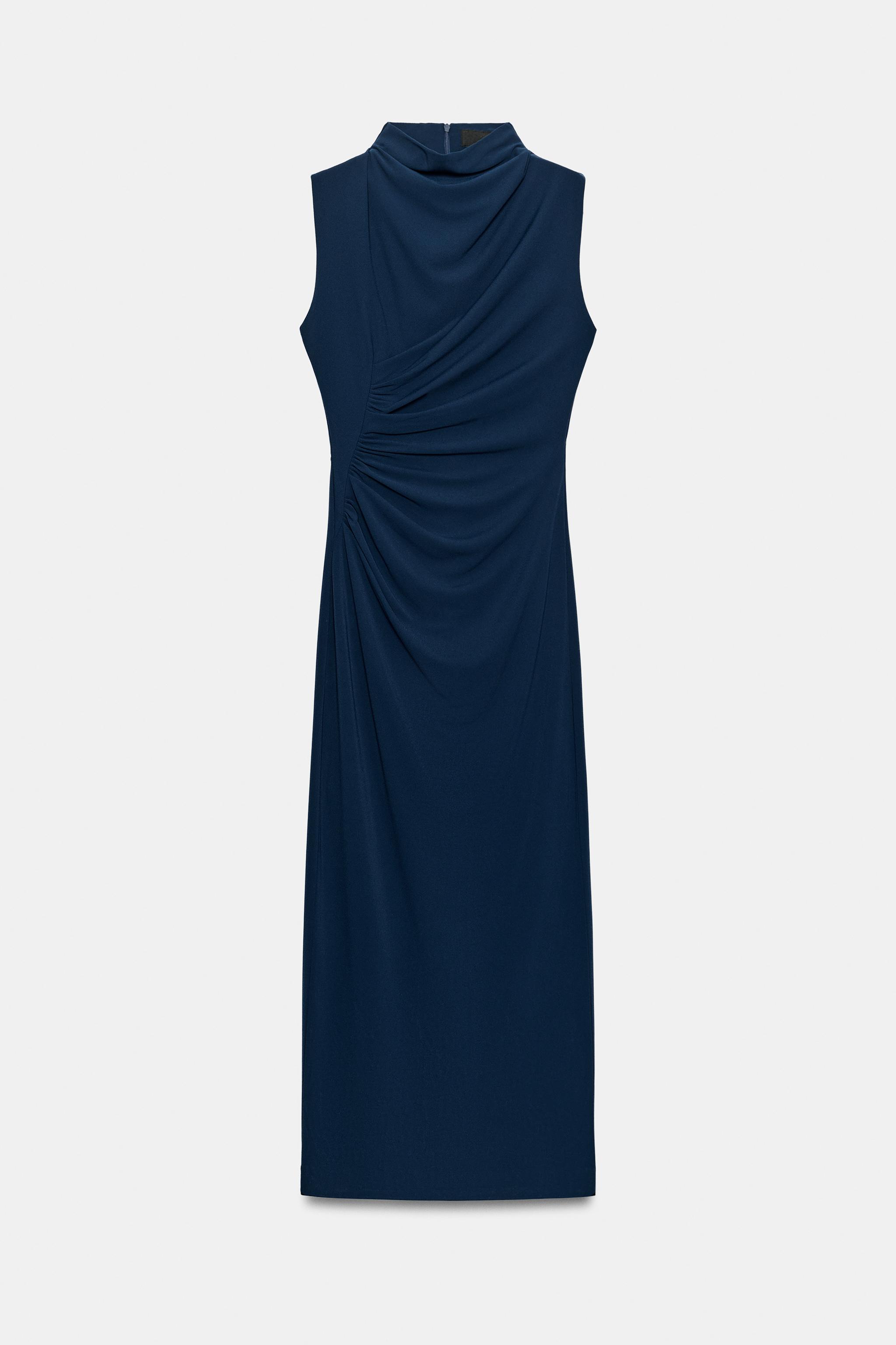 zara high neck midi dress Zara High Neck Frill Top Midi Dress Emerald | Girl In Mind