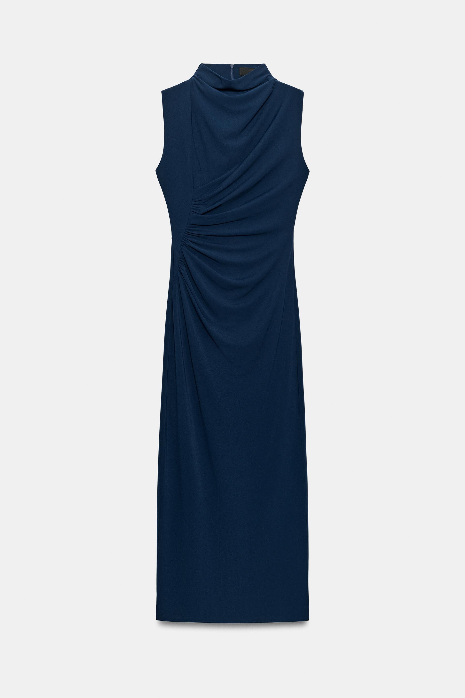 Draped High-Neck Dress