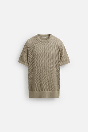 TEXTURED OPEN-KNIT SWEATER - Dark beige by Zara