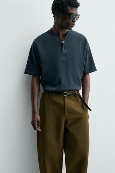 T-SHIRT COL POLO BASEBALL - Bleu moyen de Zara - Image 5