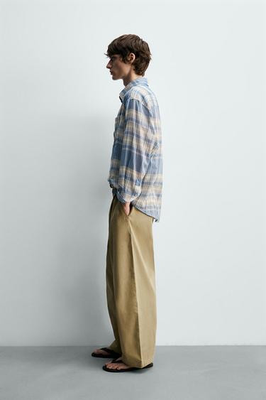 CHEMISE RELAXED FIT À CARREAUX - Gris / Bleu de Zara - Image 3