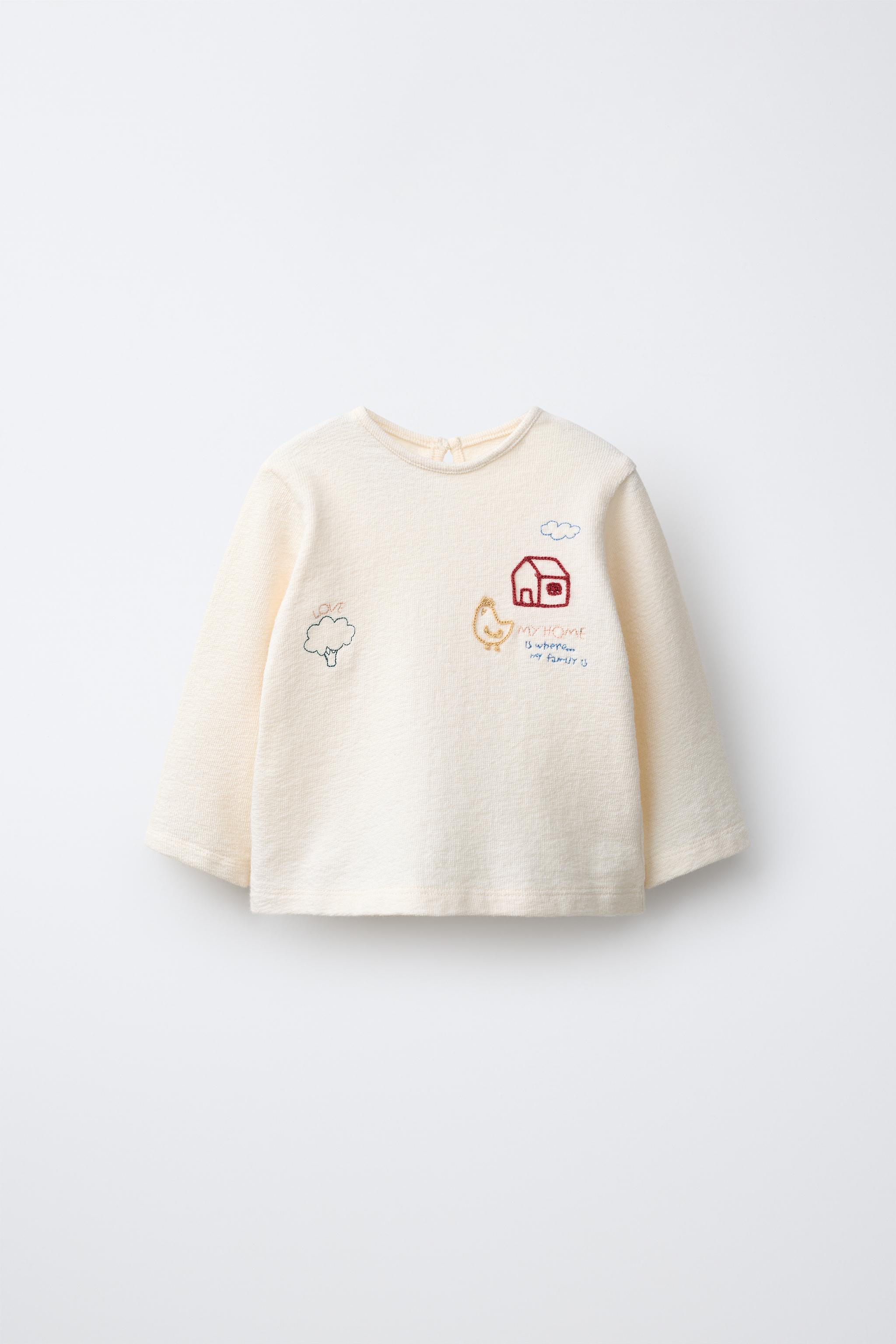 EMBROIDERED DETAIL T-SHIRT — Light ecru
