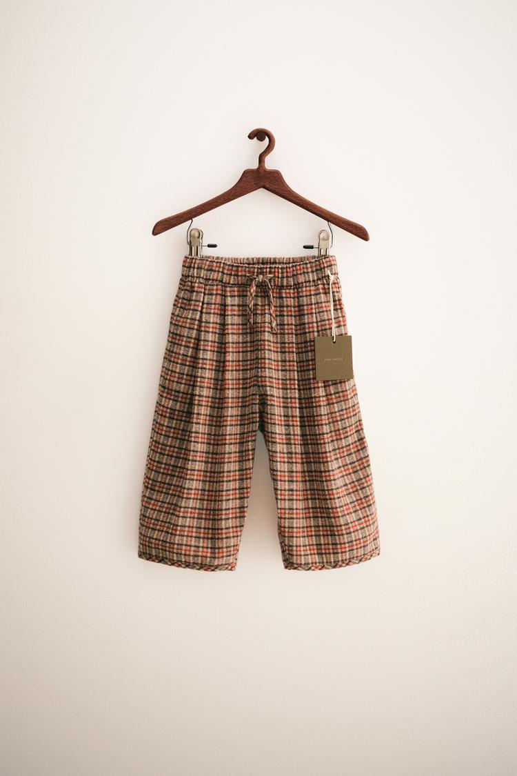 ZARA TIMELESS CHECKERED BAGGY TROUSERS Brown ZARA India
