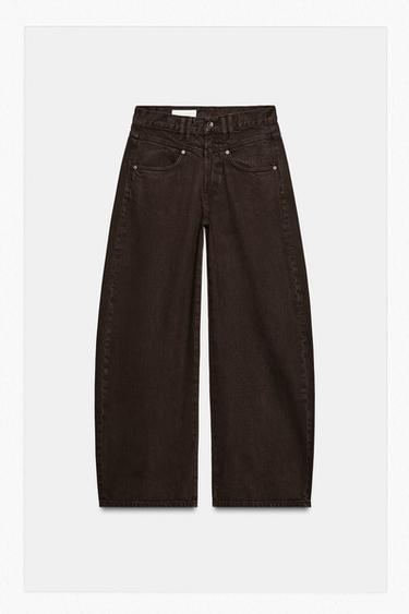 JEANS TRF BAGGY BARREL TIRO BAJO - Marrón de Zara