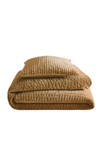 EDREDOM DE VELUDO LAVADO - Bege da Zara