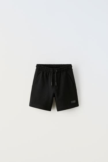 Zara PIQUÉ STRETCH SHORTS - Black