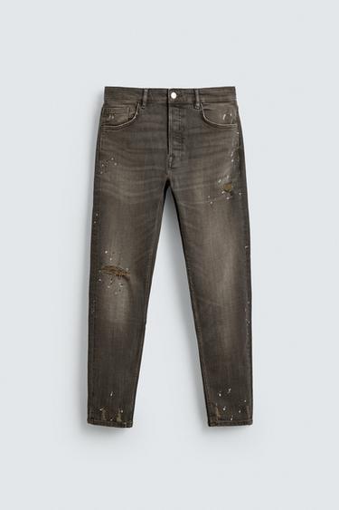 RIPPED SKINNY FIT JEANS - charcoal grey by Zara