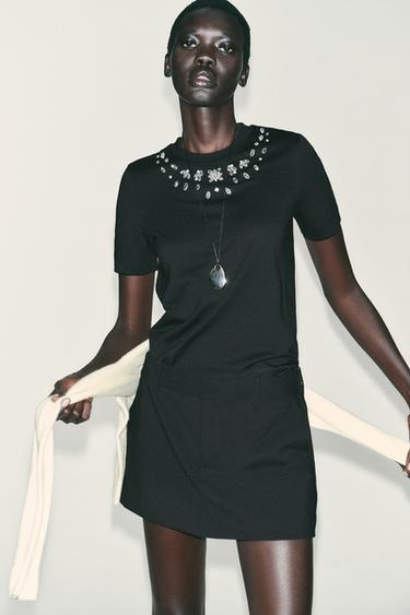 T-SHIRT BIJOU - Noir de Zara - Image 1